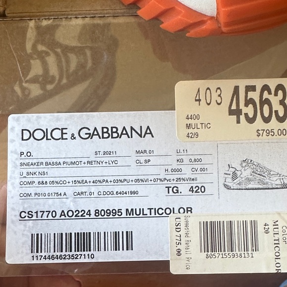 Dolce & Gabbana  NS1 Blue and Orange Athletic Sneakers Size 42 - Picture 6 of 7